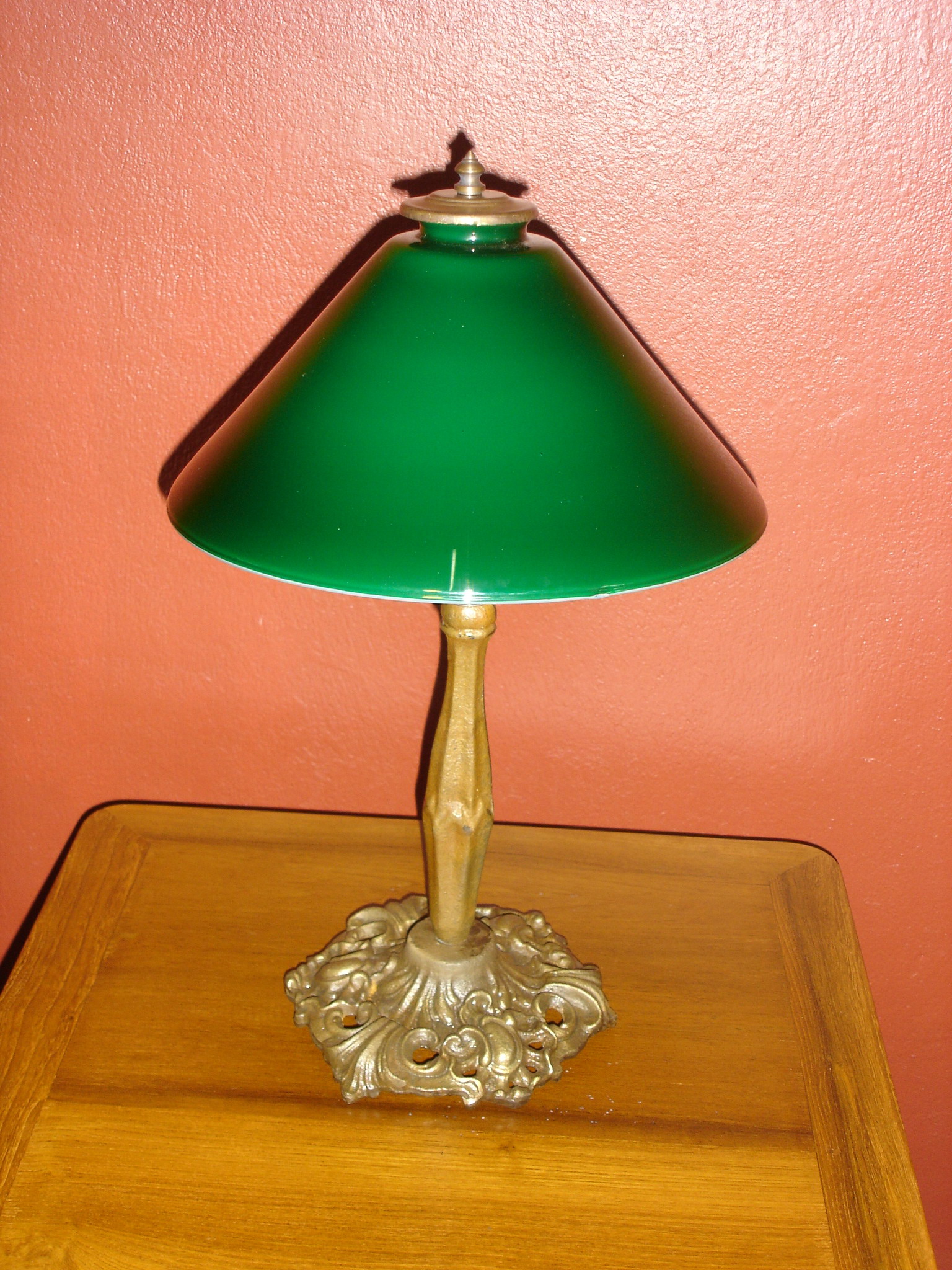 Table Lamp brass with green shade Item Code TB5A high19